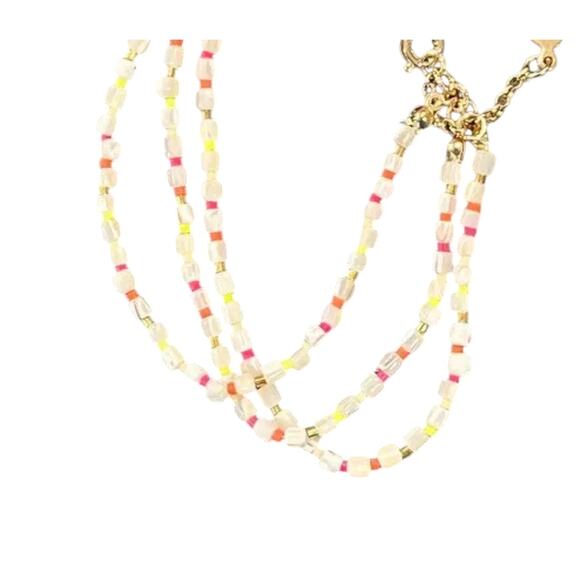 NWT LOFT Pearlized Multi-Strand Ivory, Pink & Yellow Beaded Bracelet - Picture 3 of 10